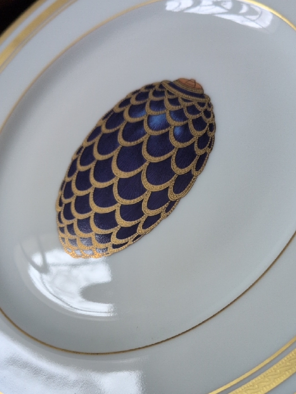 FABERGE I Limoges French Imperial Egg Collection Pinecone Pattern Salad Plate - Picture 13 of 14